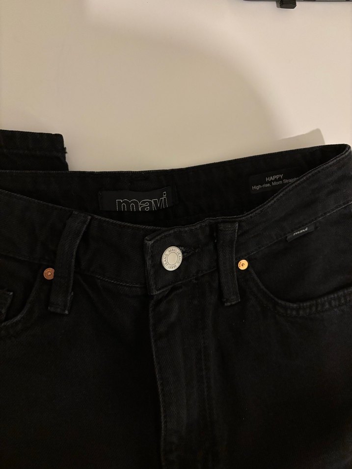 Siyah Mom jean yüksek bel mavi jean - Görsel 4