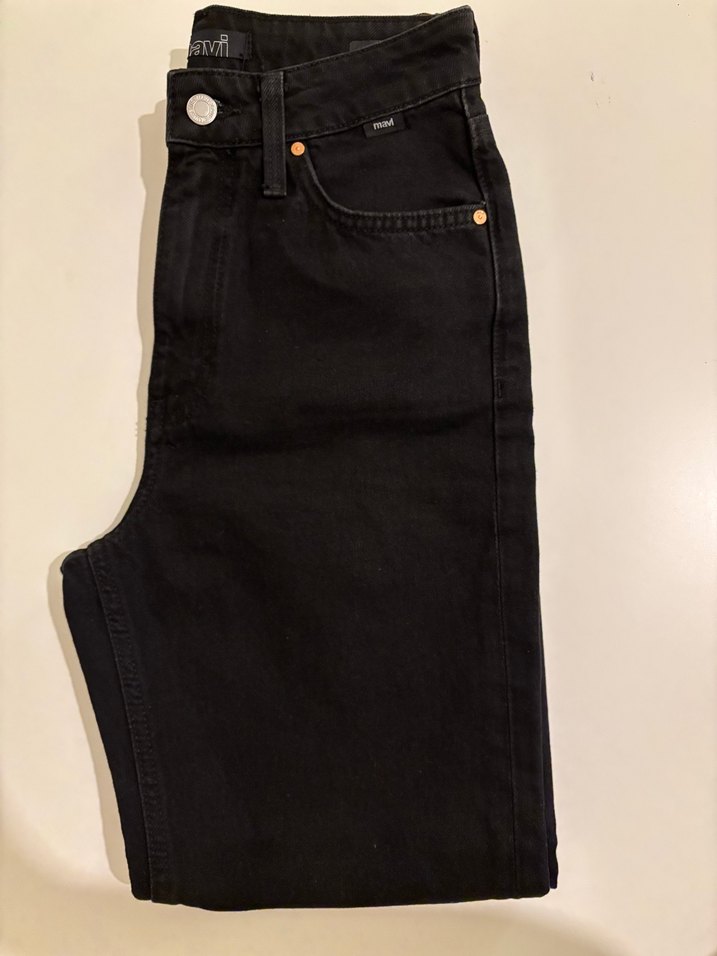 Siyah Mom jean yüksek bel mavi jean - Görsel 2