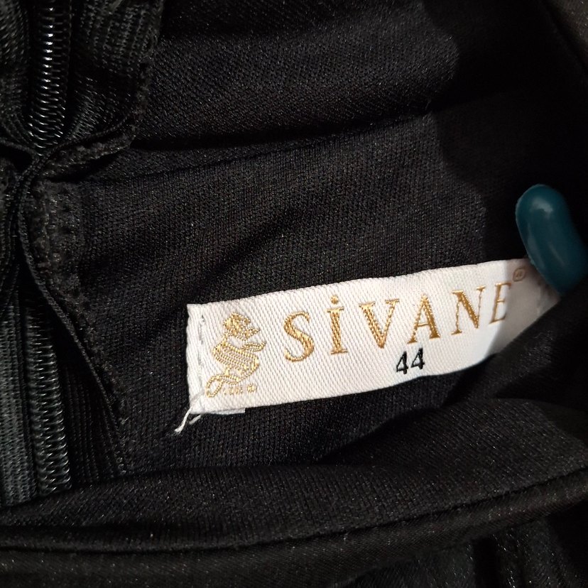 Siyah Uzun Kollu Drapeli Uzun Elbise - Görsel 5