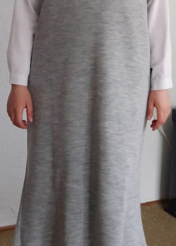 Gri Uzun Kollarsız Triko Kadın Elbise - Görsel 2