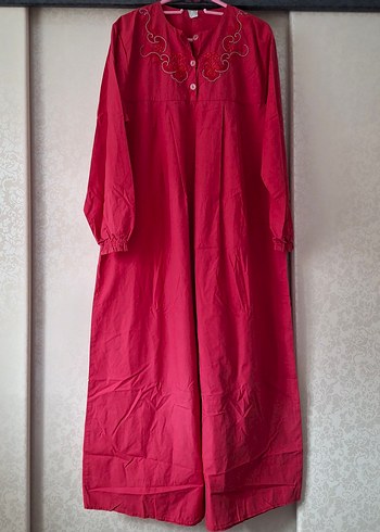 Kırmızı,Pembe Renklerinde Uzun Kollu Robalı Kadın Elbiseler - Görsel 3