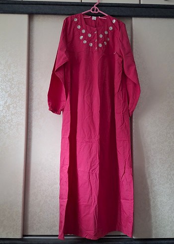 Kırmızı,Pembe Renklerinde Uzun Kollu Robalı Kadın Elbiseler - Görsel 2