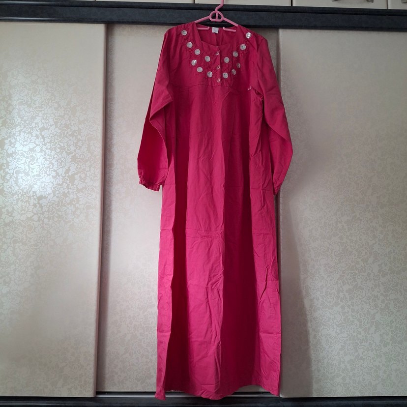 Kırmızı,Pembe Renklerinde Uzun Kollu Robalı Kadın Elbiseler - Görsel 2