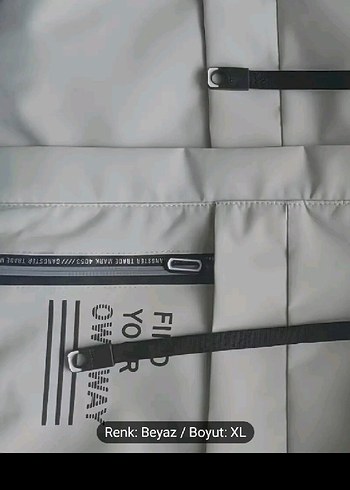 Beyaz Fermuarlı Erkek Street Wear Ceket - Görsel 5