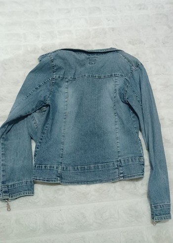 Fermuarlı Mavi Kadın Denim Ceket - Görsel 2