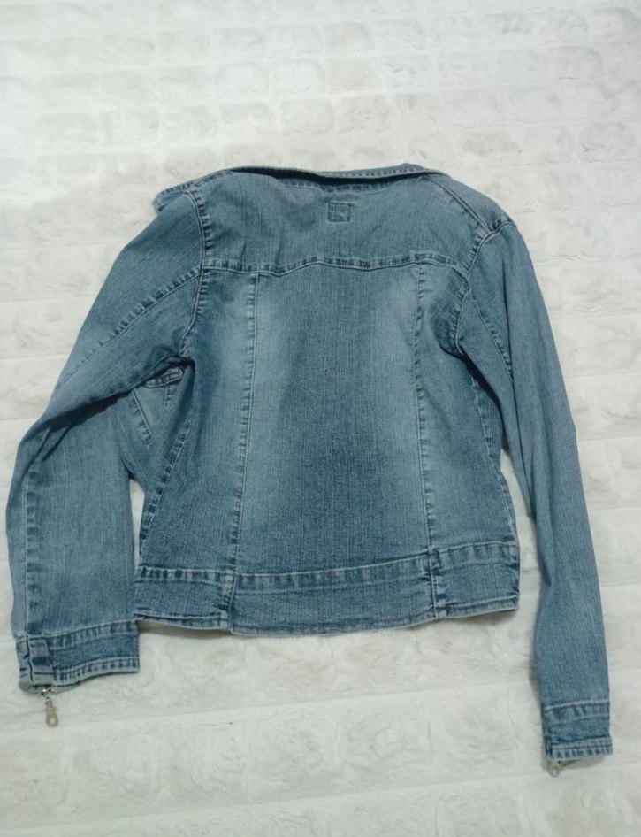 Fermuarlı Mavi Kadın Denim Ceket - Görsel 2