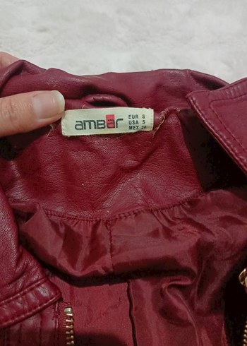 Bordo Kadın Deri Biker Ceket - Görsel 3