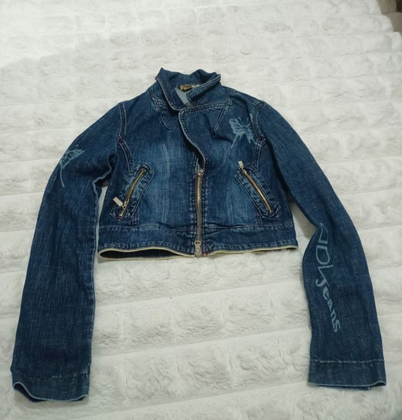 Kadın Mavi Nakışlı Kısa Denim Ceket - Görsel 2