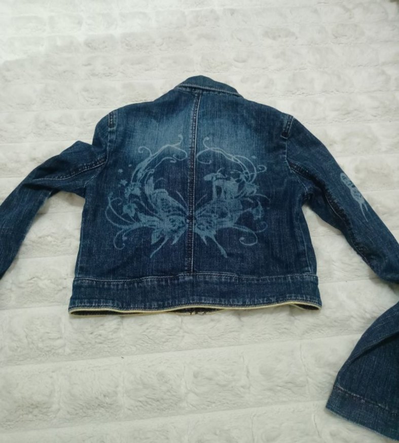 Kadın Mavi Nakışlı Kısa Denim Ceket - Görsel 3