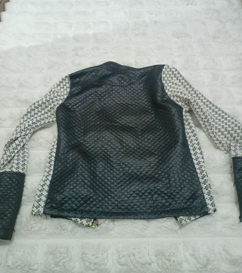 Gri siyah Yılan Desenli Fermuarlı Kadın Ceket - Görsel 2