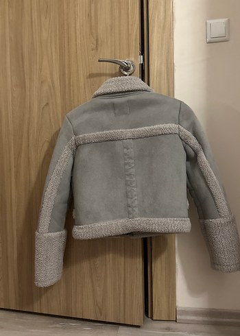 Gri Süet Kısa Kürklü Kadın Ceket - Görsel 2