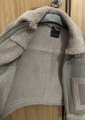 Gri Süet Kısa Kürklü Kadın Ceket - Görsel 3