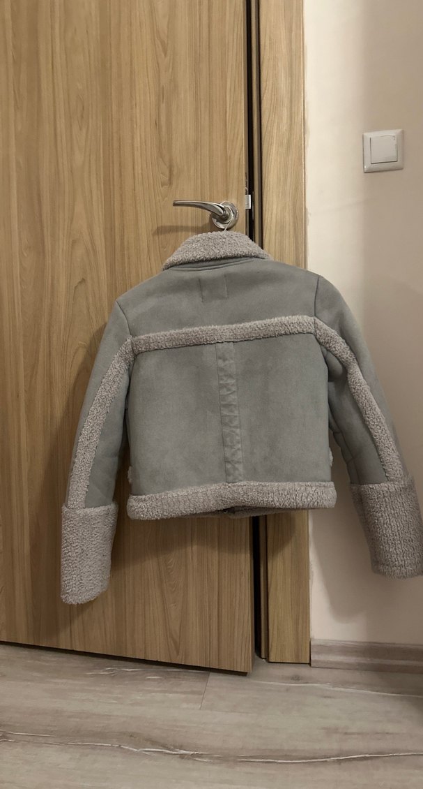 Gri Süet Kısa Kürklü Kadın Ceket - Görsel 2