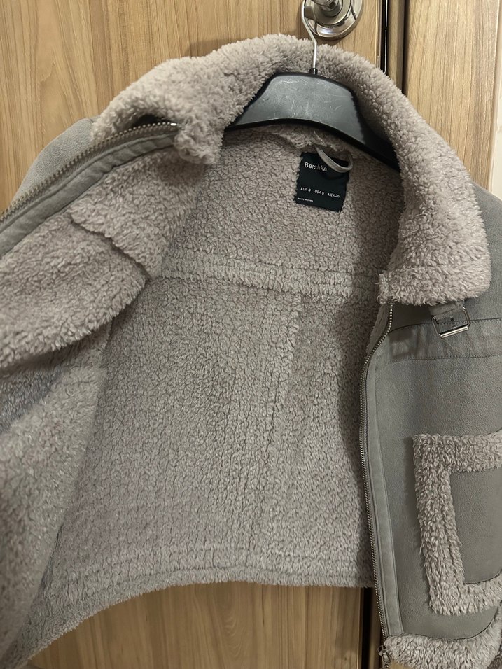 Gri Süet Kısa Kürklü Kadın Ceket - Görsel 3