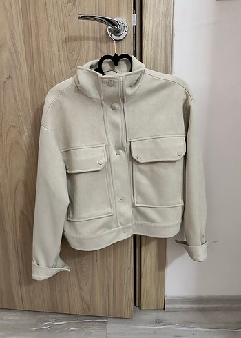 Bej Süet Mini Düğmeli Kadın Ceket - Görsel 4