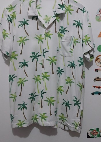 Erkek Çocuk Yeşil Palmiye Desenli Kısa Kollu Gömlek - Görsel 3