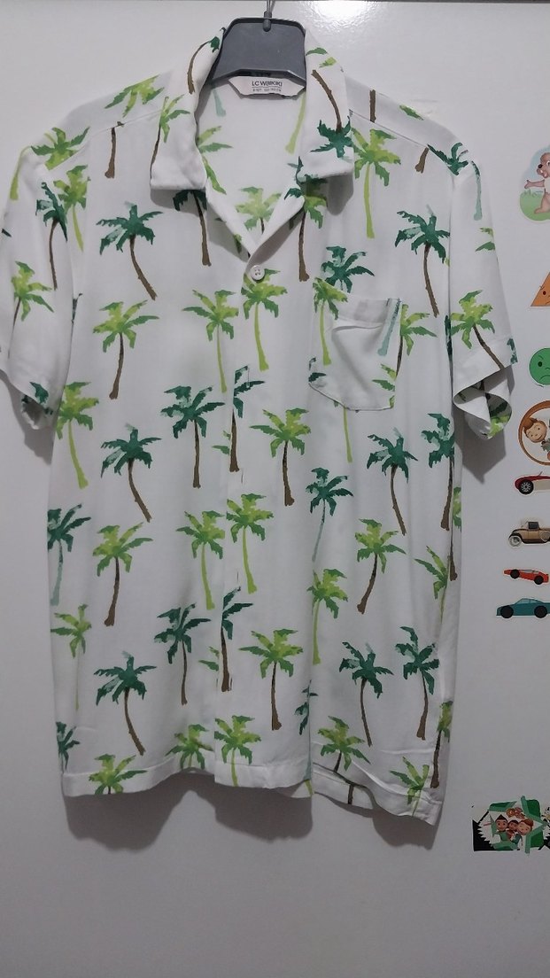Erkek Çocuk Yeşil Palmiye Desenli Kısa Kollu Gömlek - Görsel 3