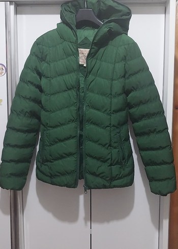 Yeşil Fermuarlı Kadın Kışlık Mont - Görsel 4