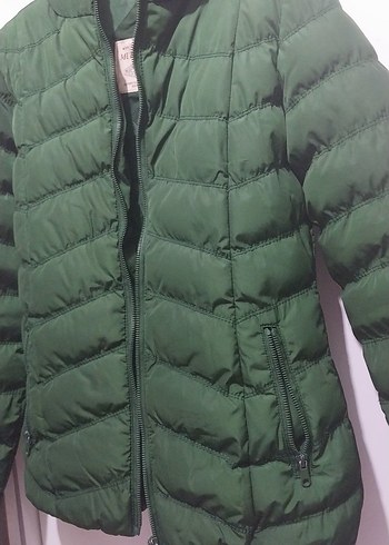 Yeşil Fermuarlı Kadın Kışlık Mont - Görsel 6