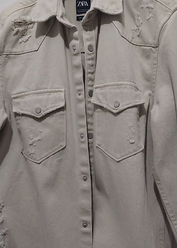 Bej Düğmeli erkek Denim Ceket - Görsel 4