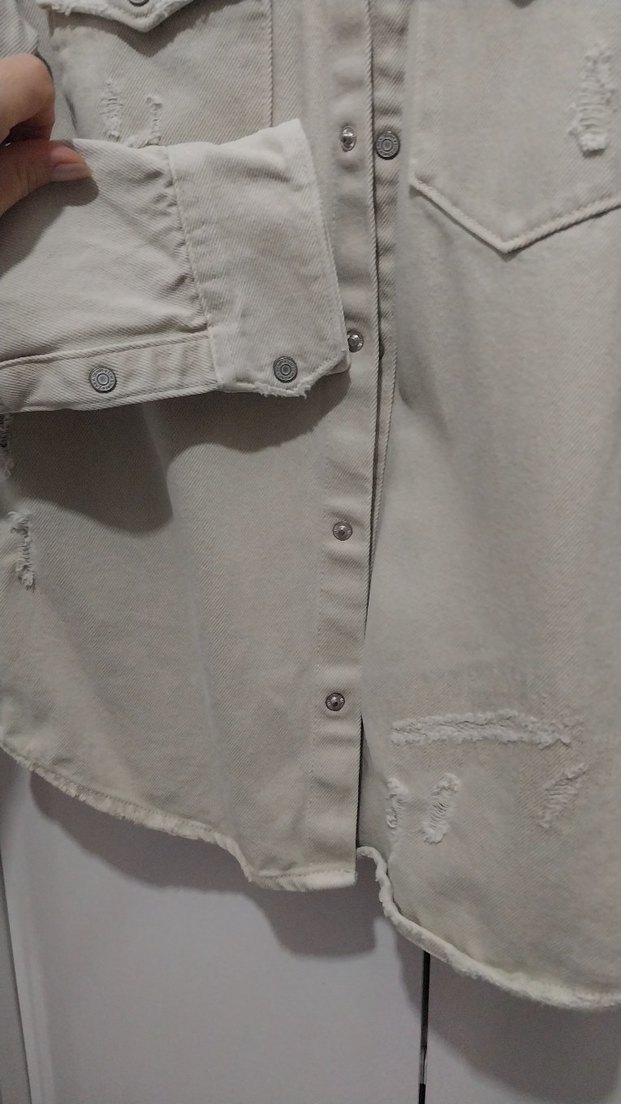 Bej Düğmeli erkek Denim Ceket - Görsel 3