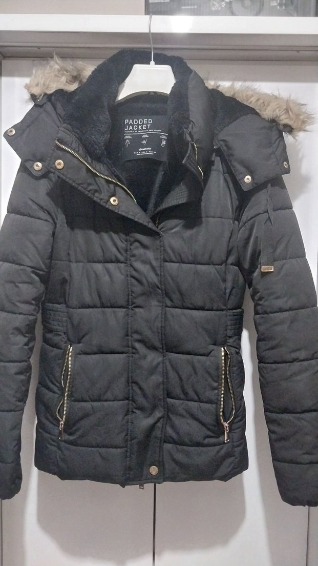 Siyah Kürklü Kadın Kışlık Mont - Görsel 4