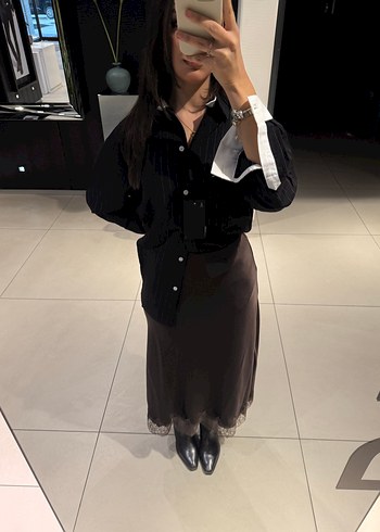 Zara Dantelli Saten Etek - Görsel 2