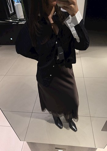 Zara Dantelli Saten Etek - Görsel 4