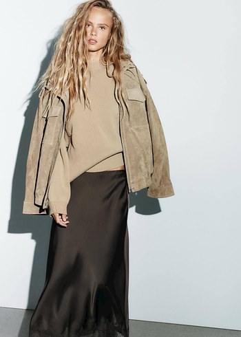 Zara Dantelli Saten Etek - Görsel 5