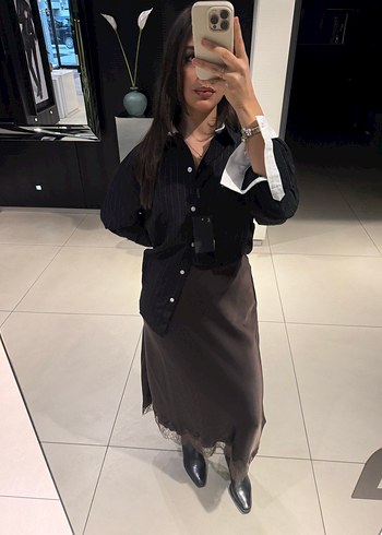 Zara Dantelli Saten Etek - Görsel 3