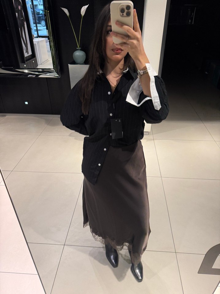 Zara Dantelli Saten Etek - Görsel 3