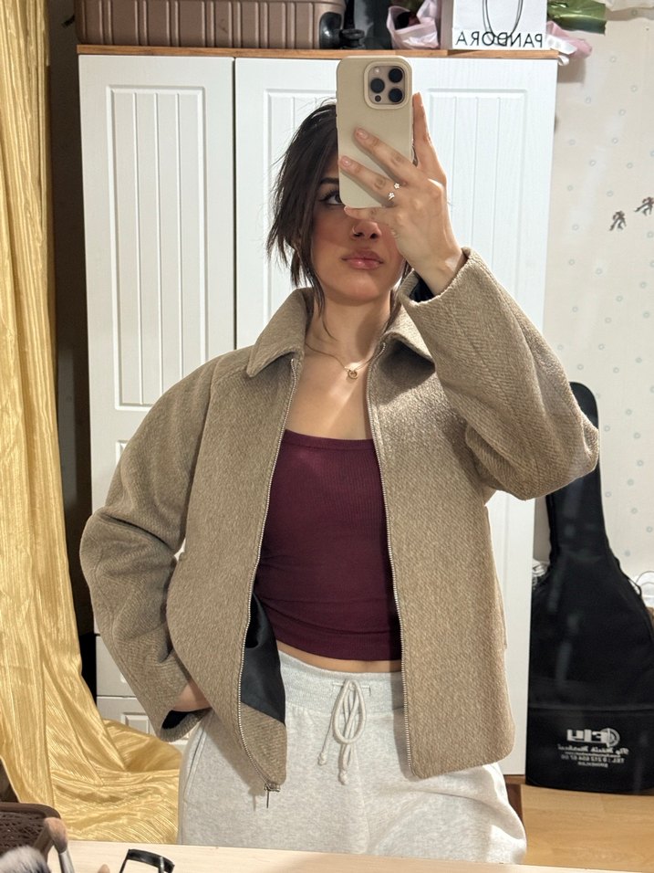 Bym Club (Bej Yünlü Fermuarlı kadın Ceket) - Görsel 5