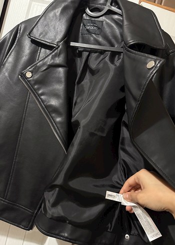 Defacto Siyah Deri Biker Ceket - Görsel 2