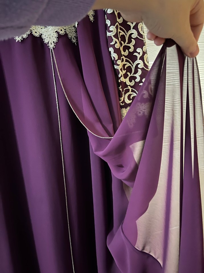 Bordo Dantel İşlemeli Uzun Kollu Abiye Elbise - Görsel 5