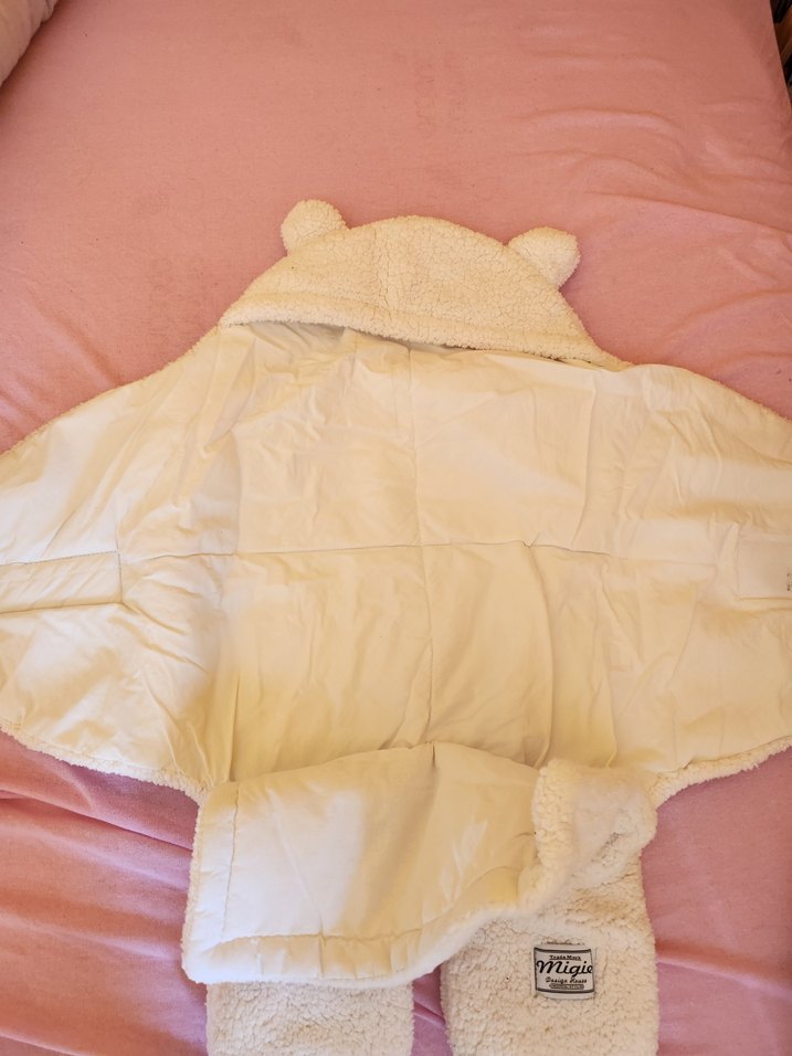 Beyaz Bebek Polar Battaniye Kulaklı - Görsel 2