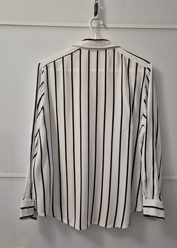 GUSTO Düğmeli Siyah Beyaz Çizgili Kadın Gömlek - Görsel 2