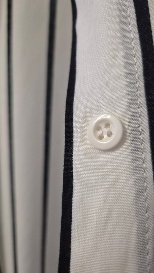 GUSTO Düğmeli Siyah Beyaz Çizgili Kadın Gömlek - Görsel 4