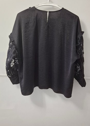 ZARA Dantel İşlemeli Siyah Kadın Bluz - Görsel 7
