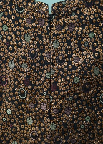 BIS WEAR Bronz ve Renkli Desenli Kısa Kollu Kadın Bluz - Görsel 7