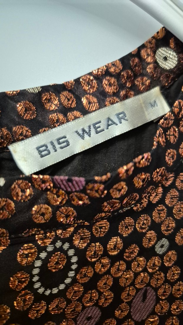 BIS WEAR Bronz ve Renkli Desenli Kısa Kollu Kadın Bluz - Görsel 3