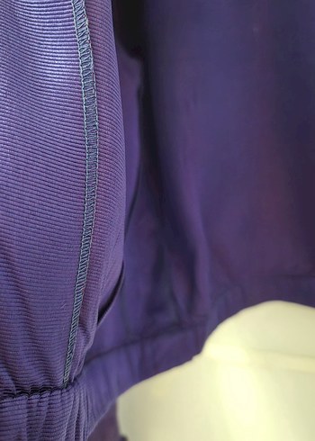 VINTAGE Kadın Mor Crop Saten Ceket, Düğmeli, Uzun Kollu - Görsel 5