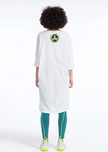 #VDR Beyaz Büzgülü Desenli Pamuklu Tişört - Görsel 7