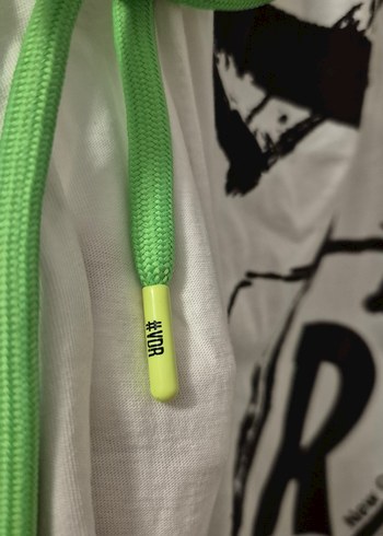 #VDR Beyaz Büzgülü Desenli Pamuklu Tişört - Görsel 6