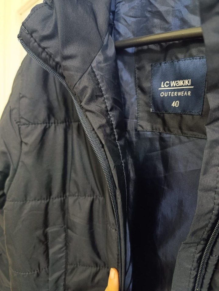 lacivert Kadın Kışlık Fermuarlı Mont - Görsel 5