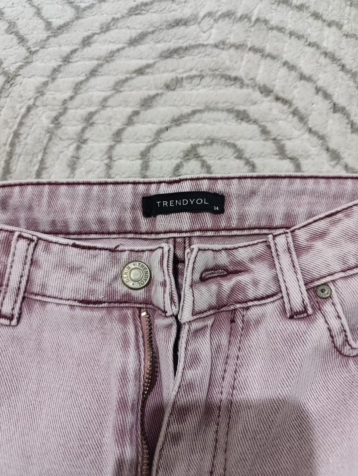 Toz Pembe Kadın Kot Pantolon Ty - Görsel 4