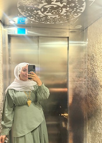 Kadın Haki Uzun Pamuklu Elbise - Görsel 2