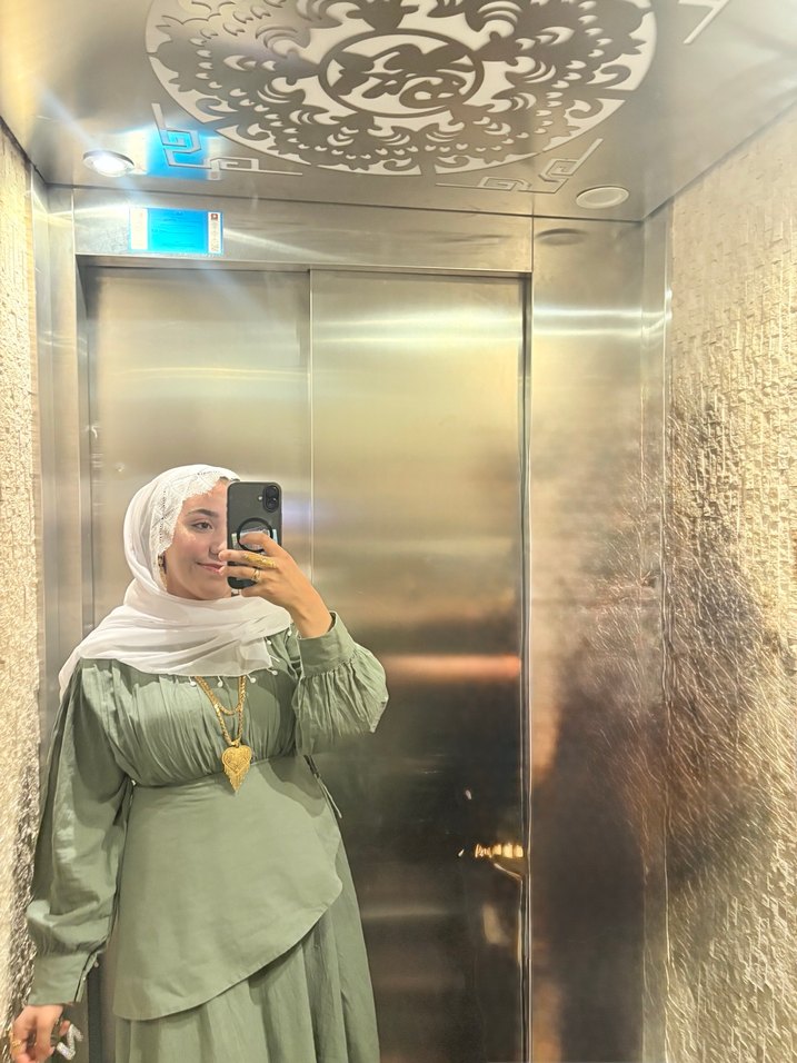 Kadın Haki Uzun Pamuklu Elbise - Görsel 2