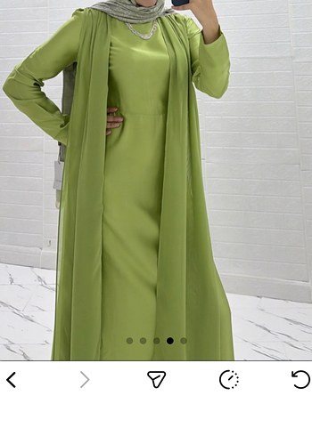 Drapeli Yeşil Uzun Kadın Elbise - Görsel 2