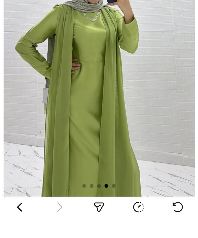 Drapeli Yeşil Uzun Kadın Elbise - Görsel 2