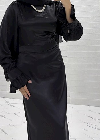 Uzun Siyah Gotik Drapeli Abiye Elbise - Görsel 2